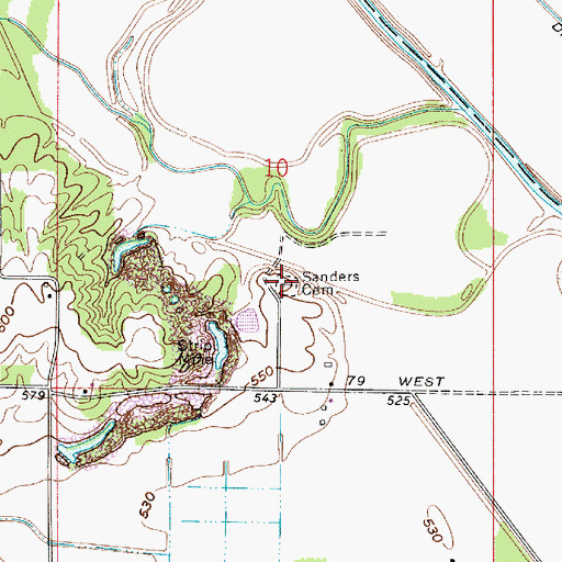 Topographic Map of Sanders Cemetery, IN