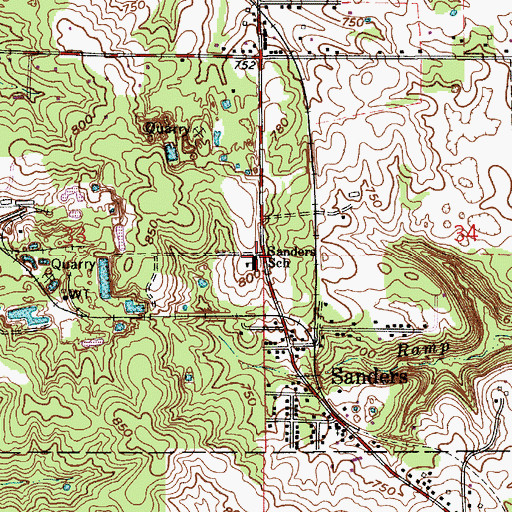 Topographic Map of Sanders Elementary School, IN