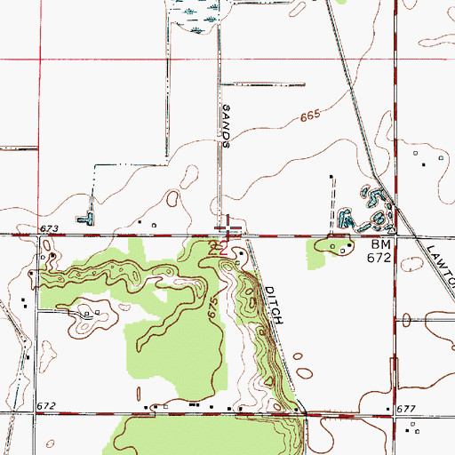 Topographic Map of Sands Ditch, IN