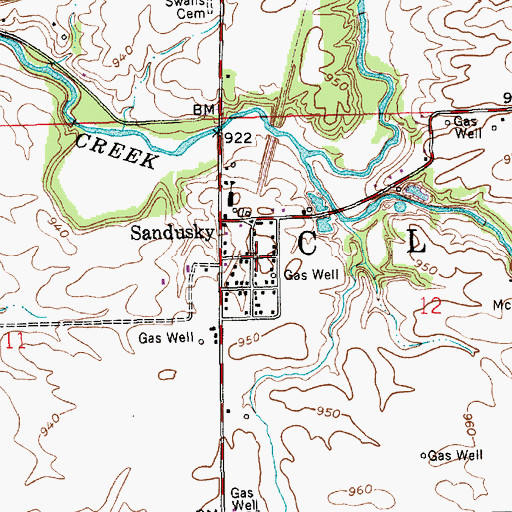 Topographic Map of Sandusky, IN