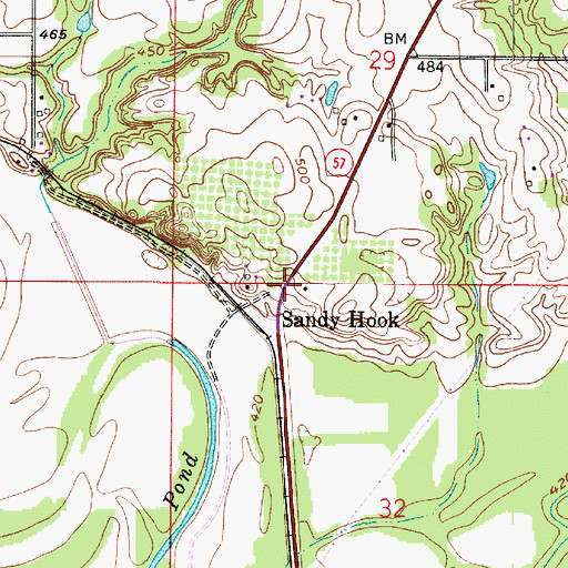 Topographic Map of Sandy Hook, IN
