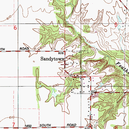 Topographic Map of Sandytown, IN