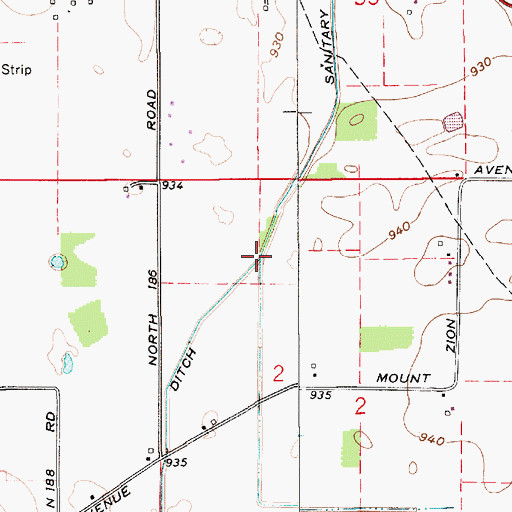 Topographic Map of Sanitary Ditch, IN