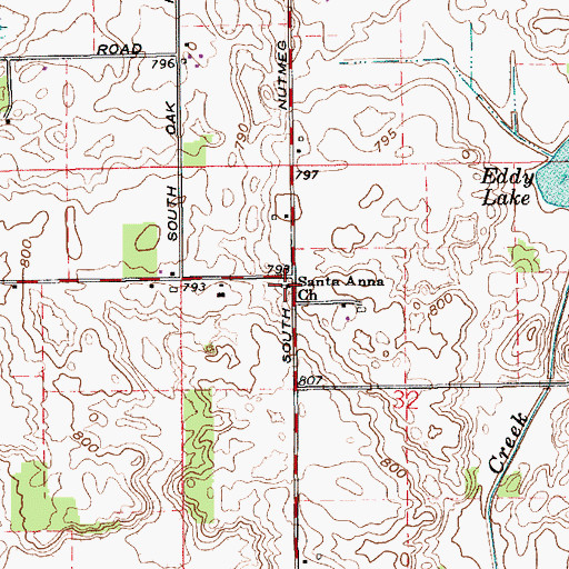 Topographic Map of Santa Anna Church, IN