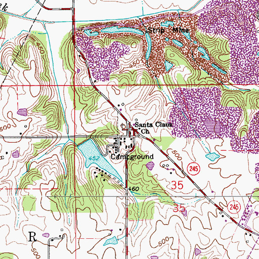 Topographic Map of Santa Claus Church, IN