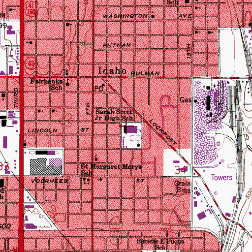 Topographic Map of Sarah Scott Junior High School, IN