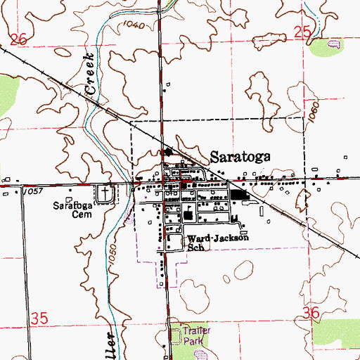 Topographic Map of Saratoga, IN