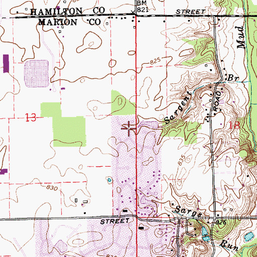 Topographic Map of Sargent Brook, IN