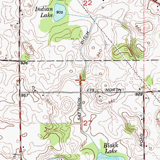 Topographic Map of Sattison Ditch, IN