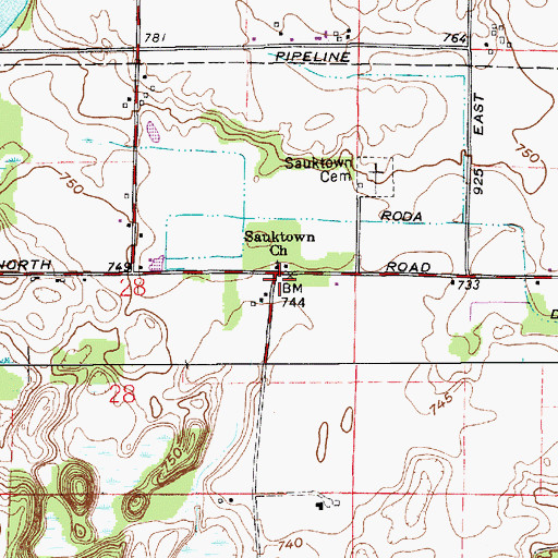 Topographic Map of Sauktown Church, IN