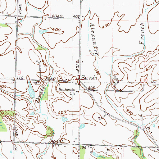 Topographic Map of Savah, IN