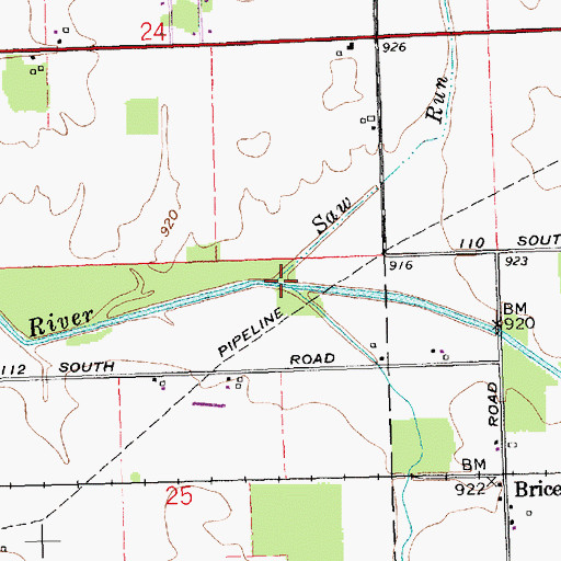 Topographic Map of Saw Run, IN