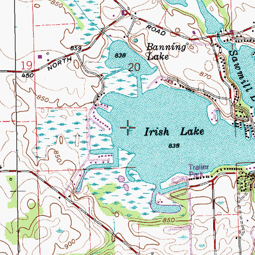 Topographic Map of Sawmill Lake, IN