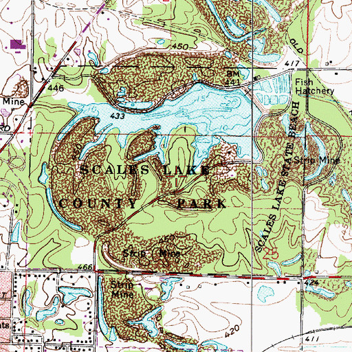 Topographic Map of Scales Lake County Park, IN