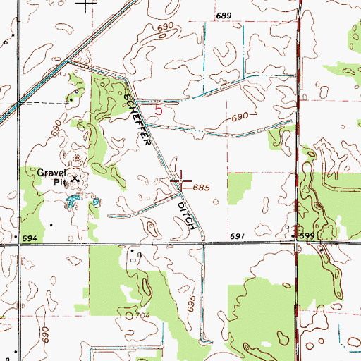 Topographic Map of Scheffer Ditch, IN
