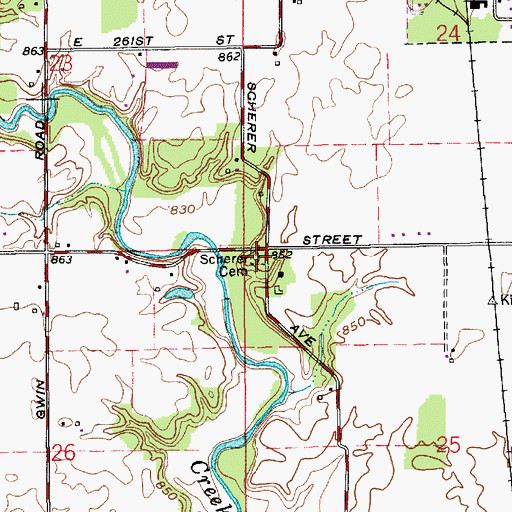 Topographic Map of Crown Hill Cemetery, IN