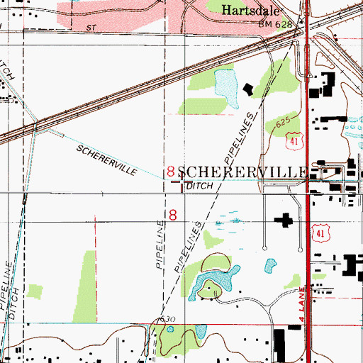 Topographic Map of Schererville Ditch, IN