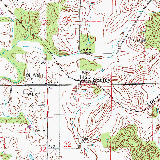Topographic Map of Schley, IN