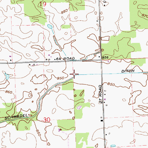 Topographic Map of Schmadel Ditch, IN