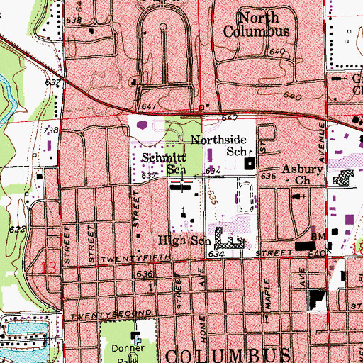Topographic Map of Lillian Schmitt Elementary School, IN