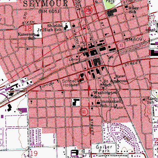 Topographic Map of Schneck Medical Center, IN