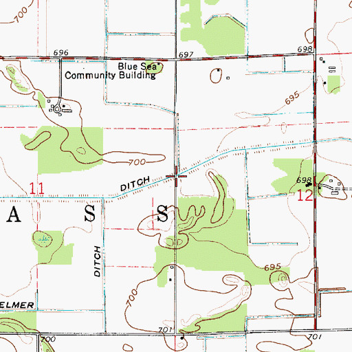 Topographic Map of Scholtz Ditch, IN