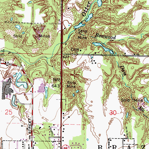 Topographic Map of School Brook, IN