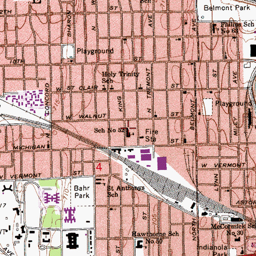 Topographic Map of School Number 52 (historical), IN