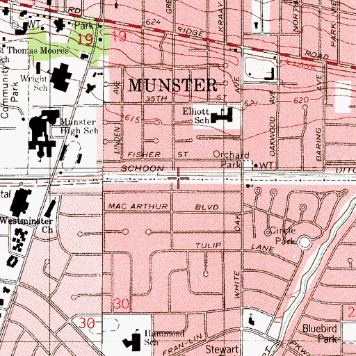Topographic Map of Schoon Ditch, IN