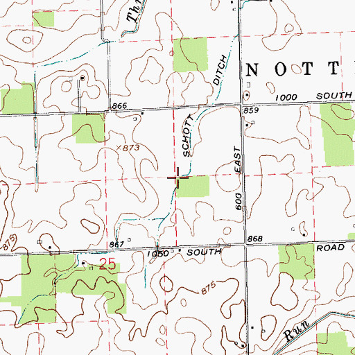 Topographic Map of Schott Ditch, IN