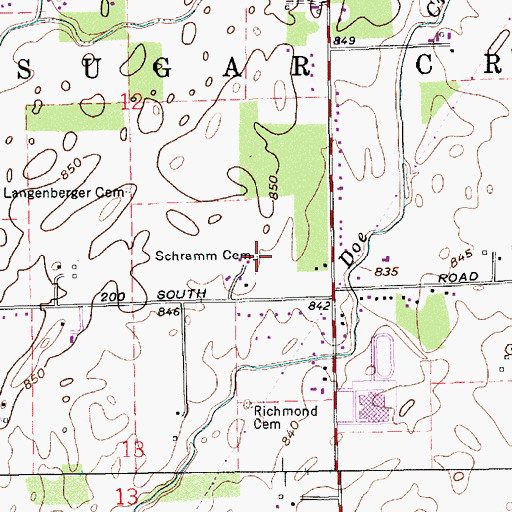 Topographic Map of Schramm Cemetery, IN