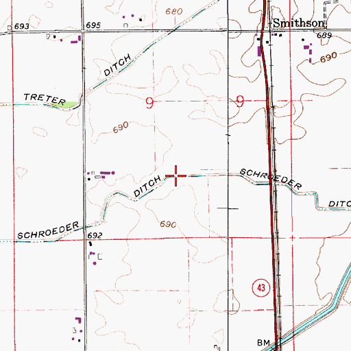 Topographic Map of Schroeder Ditch, IN