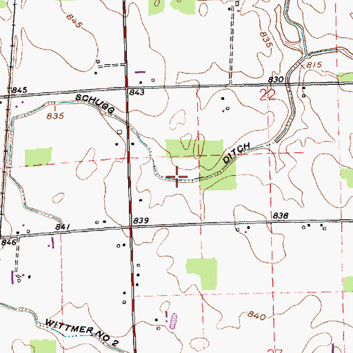 Topographic Map of Schugg Ditch, IN