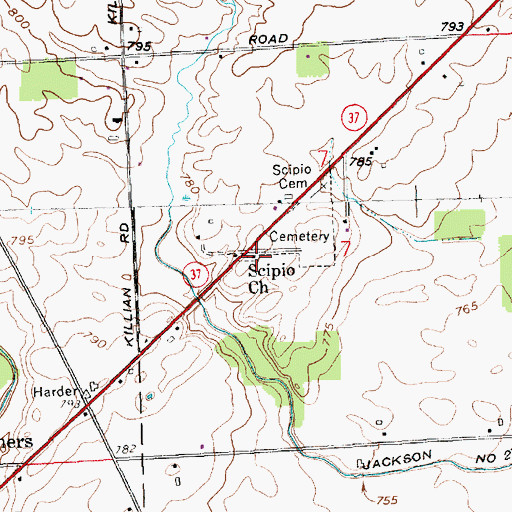 Topographic Map of Scipio Church, IN