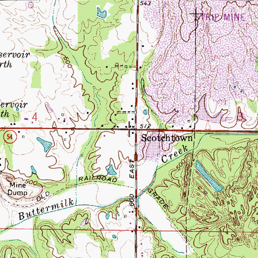 Topographic Map of Scotchtown, IN