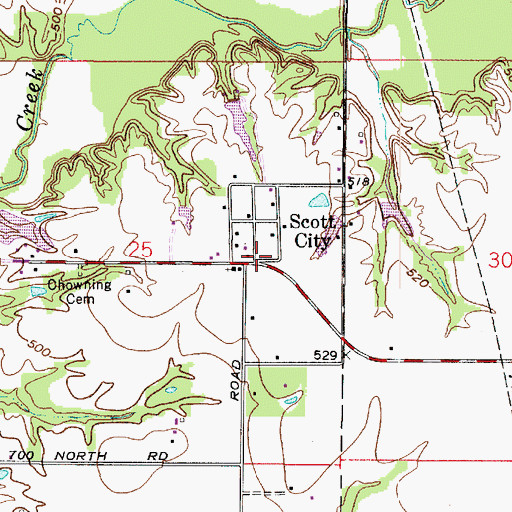 Topographic Map of Scott City, IN