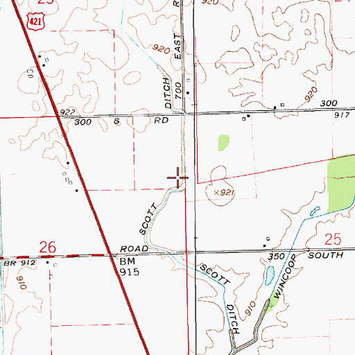 Topographic Map of Scott Ditch, IN