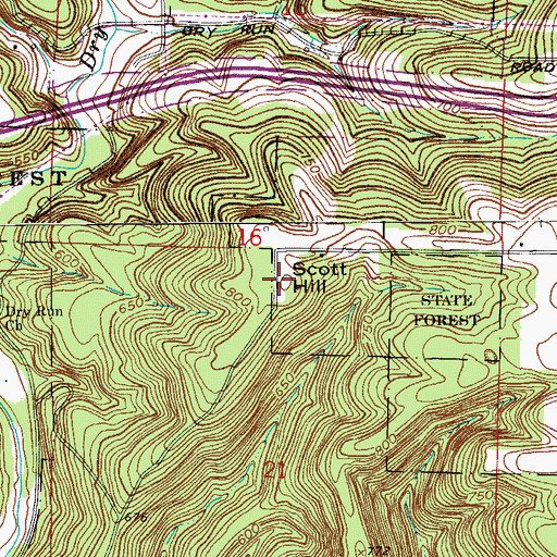 Topographic Map of Scott Hill, IN