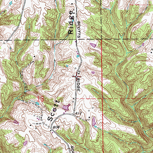 Topographic Map of Scott Ridge, IN