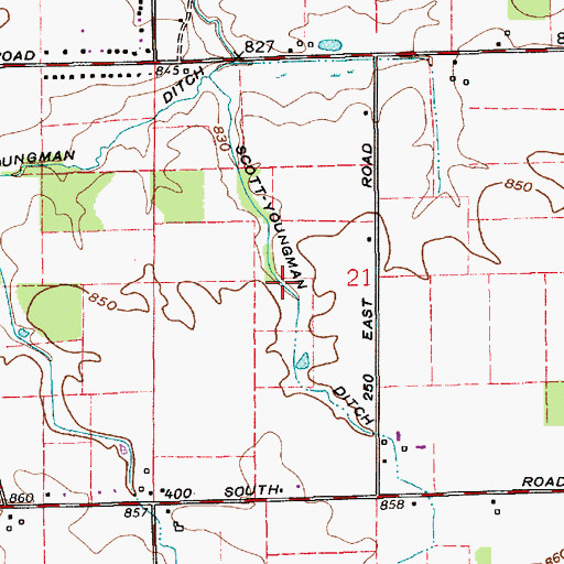 Topographic Map of Scott-Youngman Ditch, IN