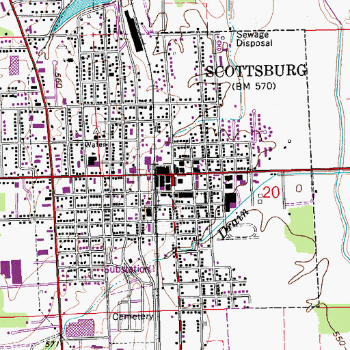 Topographic Map of Scottsburg, IN