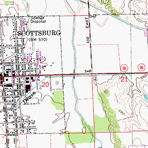 Topographic Map of Scottsburg Drain, IN