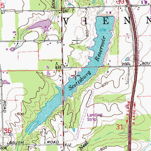 Topographic Map of Scottsburg Reservoir, IN