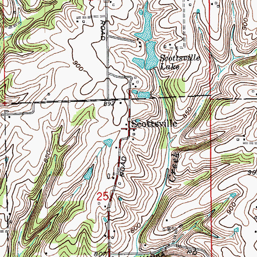 Topographic Map of Scottsville, IN