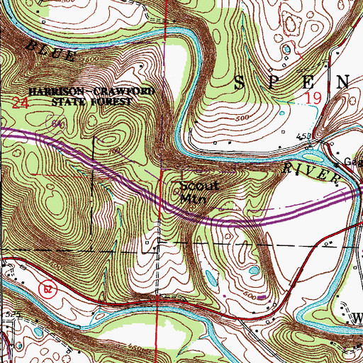 Topographic Map of Scout Mountain, IN