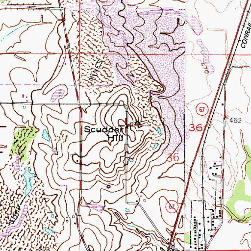 Topographic Map of Scudder Hill, IN