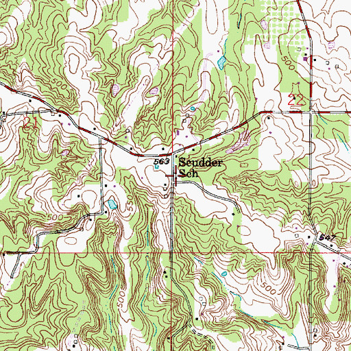 Topographic Map of Scudder School, IN