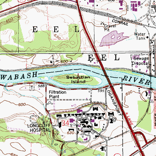 Topographic Map of Sebastian Island, IN
