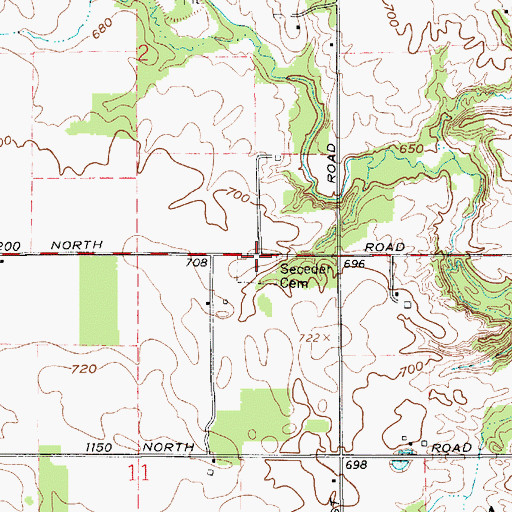 Topographic Map of Seceder Cemetery, IN