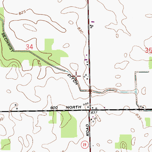 Topographic Map of Sechrist Ditch, IN